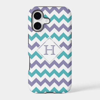 iPhone 5 Case: Monogram: Purple & Blue Chevron
