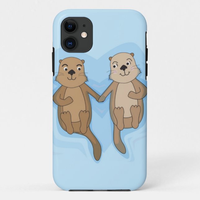 iPhone 5 Case with cute floating otters (Back)