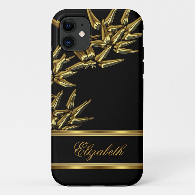 iPhone 5 Elegant Classy Asian Bamboo Black Gold Case-Mate iPhone Case (Back)