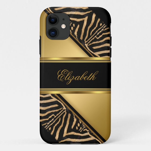 iPhone 5 Elegant Classy Gold Zebra Case-Mate iPhone Case (Back)
