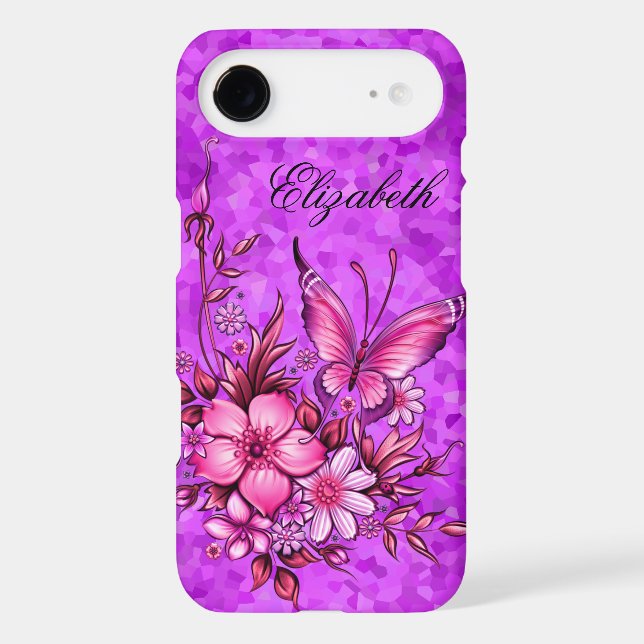 iPhone 5 Elegant Classy Pretty Purple Floral Case-Mate iPhone Case (Back)