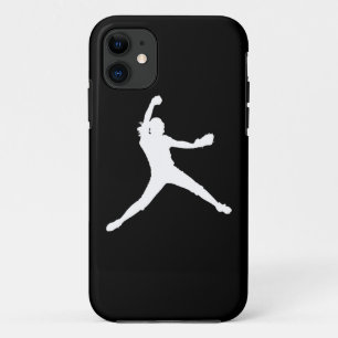 iPhone 5 Fastpitch Silhouette White on Black iPhone 11 Case