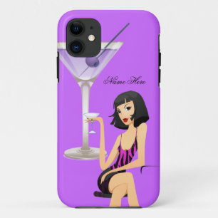 iPhone 5 Party Girl Zebra Martini Black Purple iPhone 11 Case