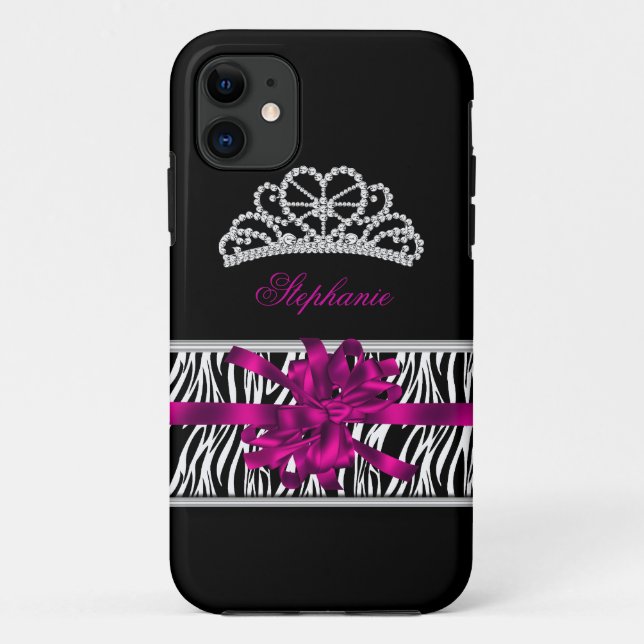 iPhone 5 Princess Silver Tiara Pink Zebra Case-Mate iPhone Case (Back)
