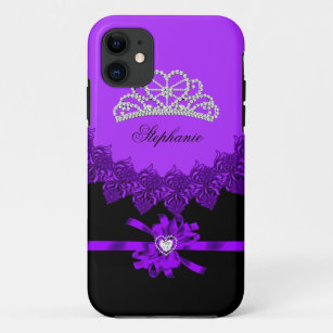 iPhone 5 Princess Silver Tiara Purple Bejeweled iPhone 11 Case