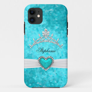 iPhone 5 Princess Silver Tiara Teal Bejeweled Case-Mate iPhone Case