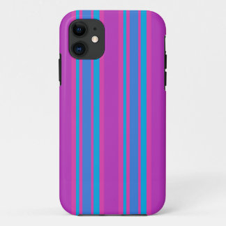 iPhone 5s Case:  Magenta, and Bright Blue Stripes iPhone 11 Case