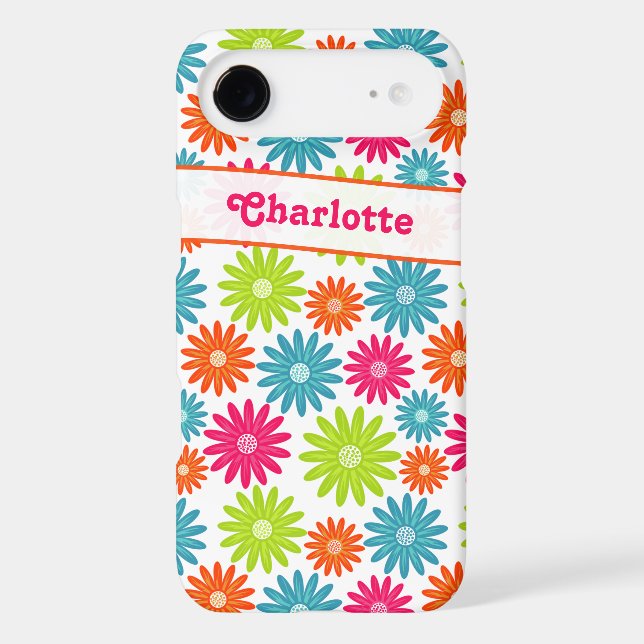 iPhone 6 Case | Funky Flowers | Pink Green Blue (Back)