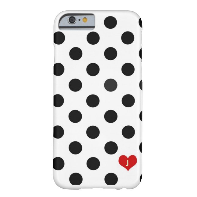 iPhone 6 case Polka Dot Black & White Dotted Heart (Back)
