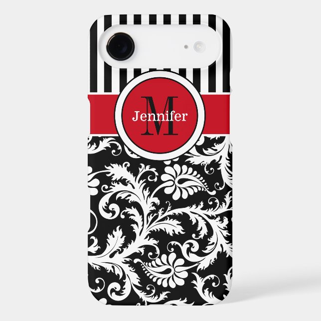 iPhone 6 Plus Case | Damask | Stripes | Red (Back)