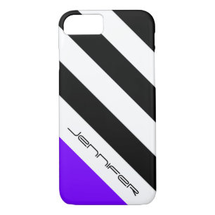 iPhone 7 Case Black, White, Purple Modern Stripe