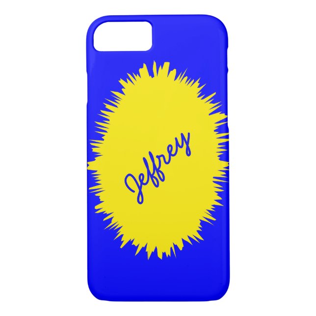 iPhone 7 Case, Blue and Yellow, Personalised Case-Mate iPhone Case (Back)