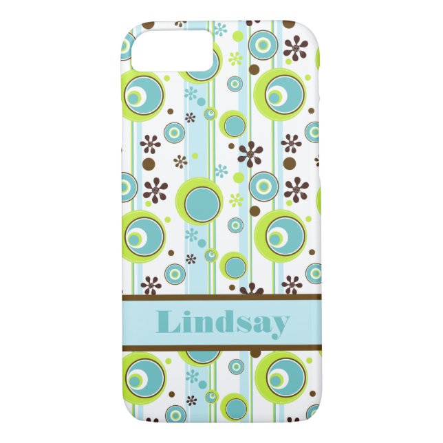 iPhone 7 Case | Circles | Aqua Green Brown (Back)