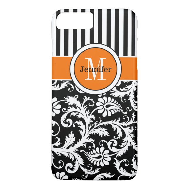 iPhone 7 Case | Damask | Stripes | Orange (Back)