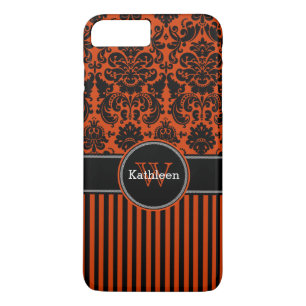iPhone 7 Case   Damask   Stripes   Orange
