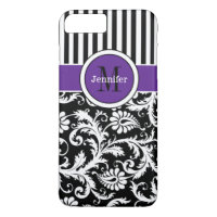 iPhone 7 Case | Damask | Stripes | Purple