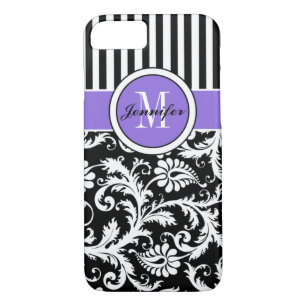 iPhone 7 Case   Damask   Stripes   Purple 2