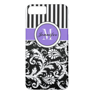 iPhone 7 Case Damask Stripes Purple 2