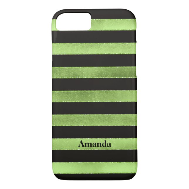 iPhone 7 Case | FAUX Lime Foil | Black Stripes (Back)