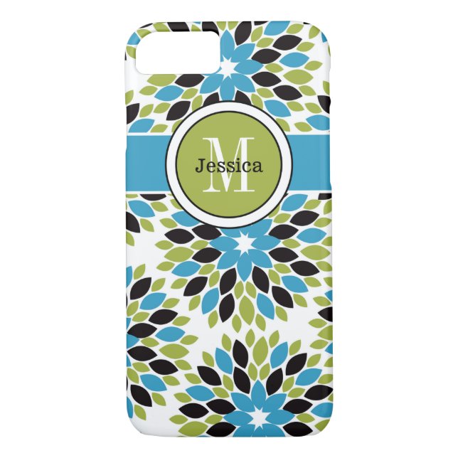 iPhone 7 Case | Floral | Blue, Green, White (Back)