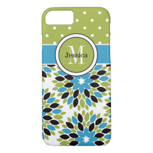 iPhone 7 Case Floral, Dots Blue, Green 2