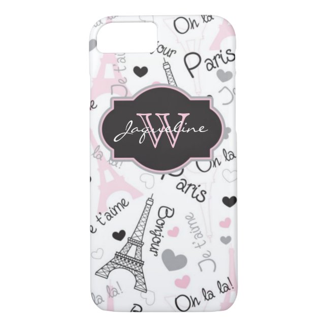 iPhone 7 Case | Paris | Eiffel Tower | Hearts (Back)