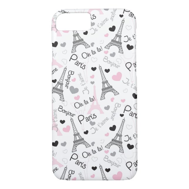 iPhone 7 Case | Paris | Eiffel Tower | Hearts (Back)