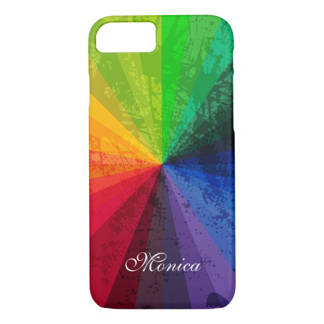 iPhone 7 Case | Rainbow Stripes | Personalised (Back)