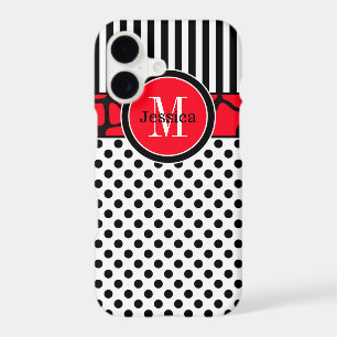 iPhone 7 Case Stripes, Dots Red
