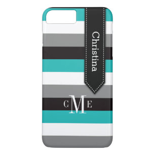 iPhone 7 Case   Stripes   Teal, Grey, Black