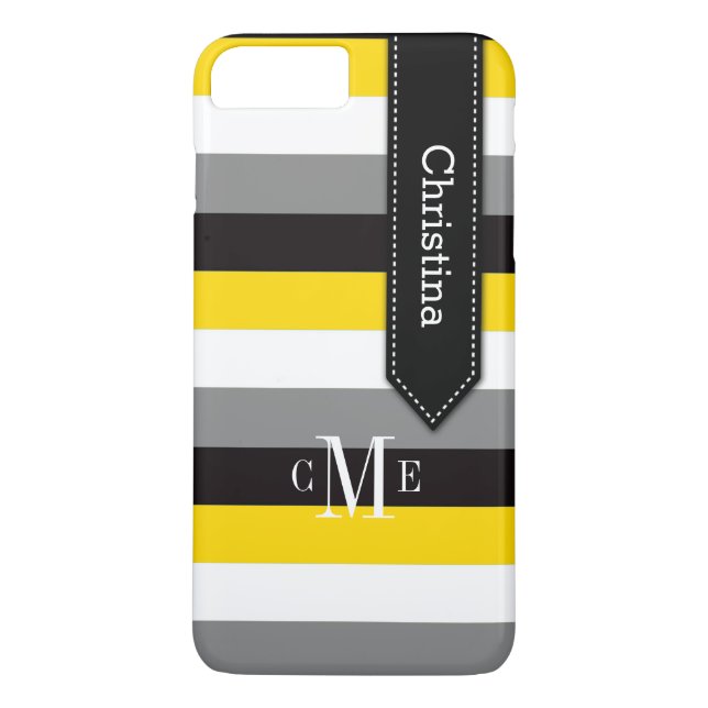 iPhone 7 Case | Stripes | Yellow, Grey, Black (Back)