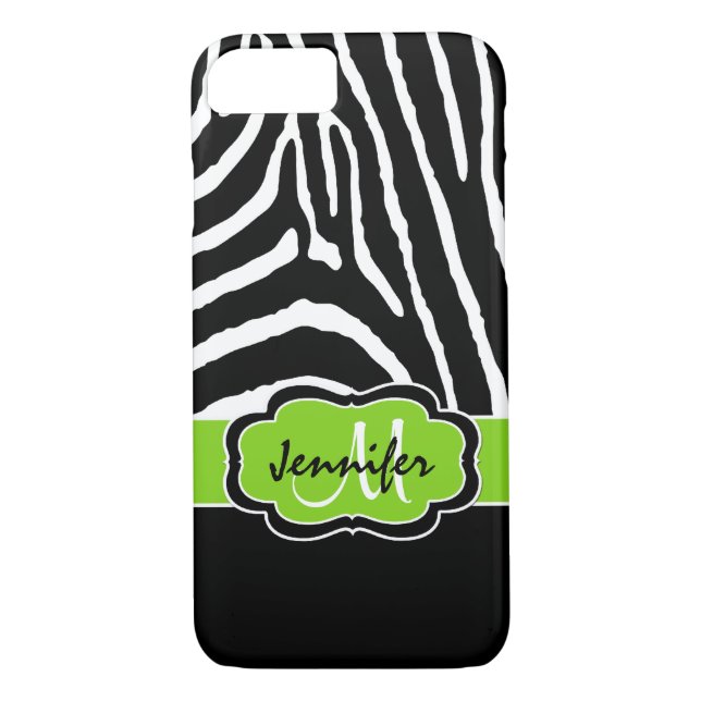 iPhone 7 Case | Zebra Stripes | Lime Green (Back)