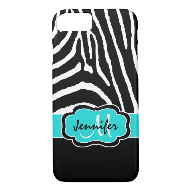 iPhone 7 Case | Zebra Stripes | Turquoise (Back)