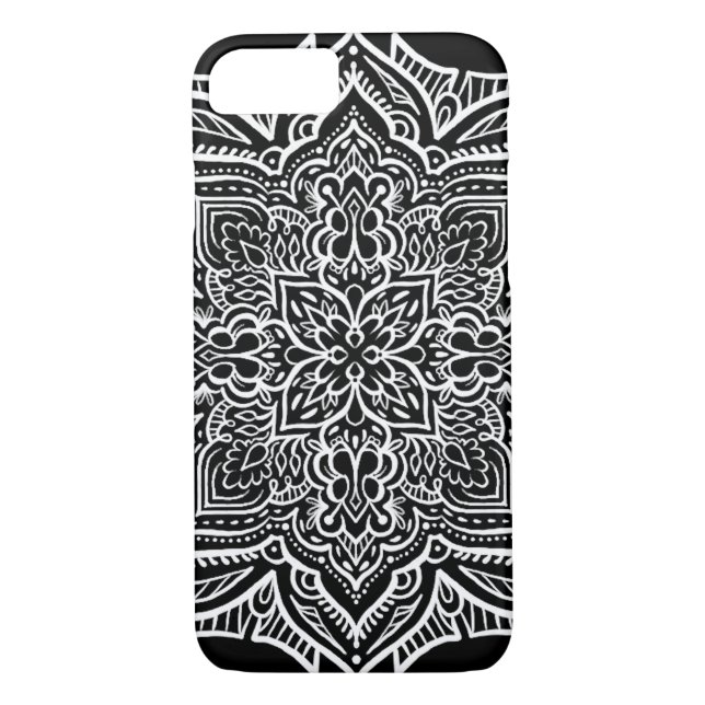 iPhone 7 - White/Black Geo Mandala style Pattern Case-Mate iPhone Case (Back)