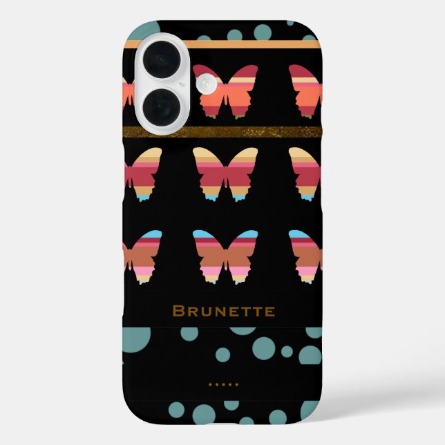 iPhone 7 with striped butterflies & bubbles Case-Mate iPhone Case (Back)