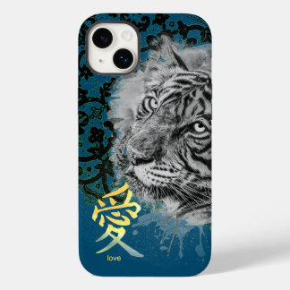 IPHONE CASE ANTIQUE LACE PAINTED TIGER KANJI LOVE