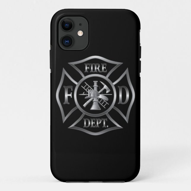 Iphone case black/silver fire department symbol (Back)
