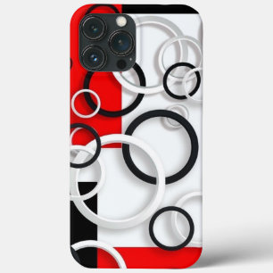 iPhone case black, white,red colourful circles 
