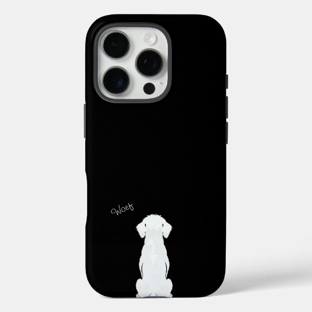Iphone case black with dog silhouette  (Back)