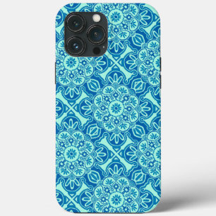 iPhone case blue and green tribal