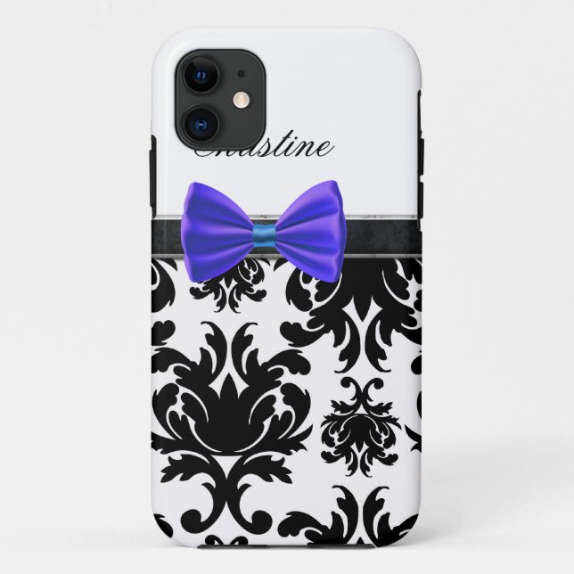 iPhone Case Blue Bow Monogrammed (Back)