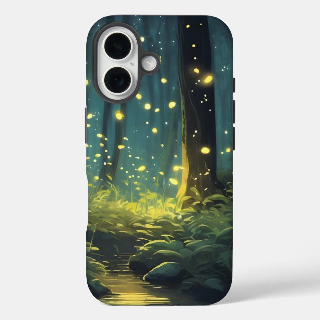 iPhone Case - Bright Cosy Forest with Fireflies (Back)