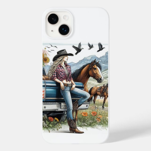 IPhone Case Customisable Cowgirl Art  (Back)