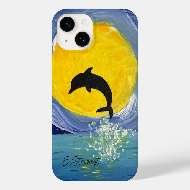 Iphone Case - Dolphin Moon Ocean (Back)