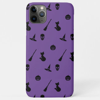 iPhone Case Halloween Pattern Blk on Purple