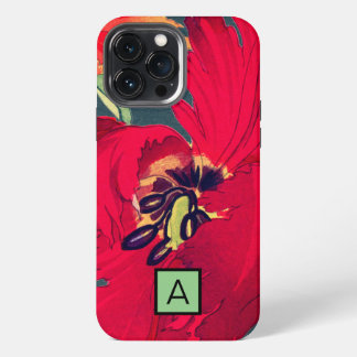IPHONE CASE JAPANESE POPPY CUSTOM INITIAL
