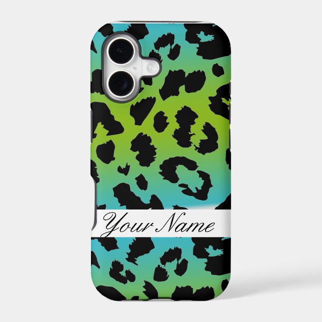 iphone case leopard Custom Leopard blue green (Back)