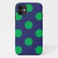 iPhone Case Polka Dot Navy Blue & Green