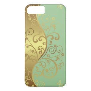 iPhone Case--Seafoam & Gold Swirls iPhone 8 Plus/7 Plus Case