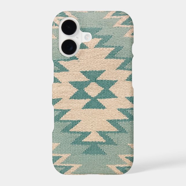 iPhone Case - Southwestern Weave, Pastel Aqua  (Back)
